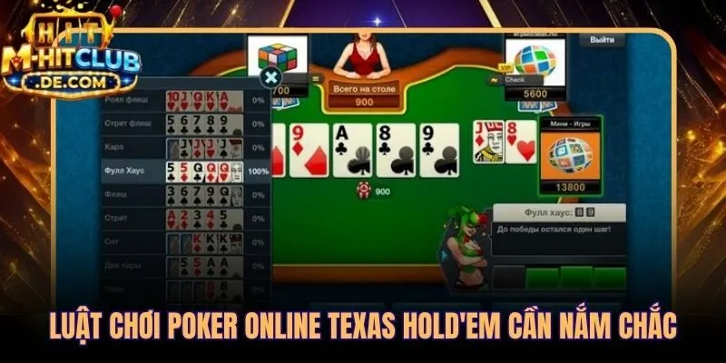 Cách chơi Poker online theo luật Texas Hold'em và 10 thứ hạng bài